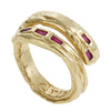 Spine Ring Set in gold with diamond baguettes