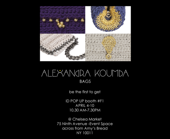 Join us @Chelsea market Show April 4-10, Lauching the new hand knit Bags:)