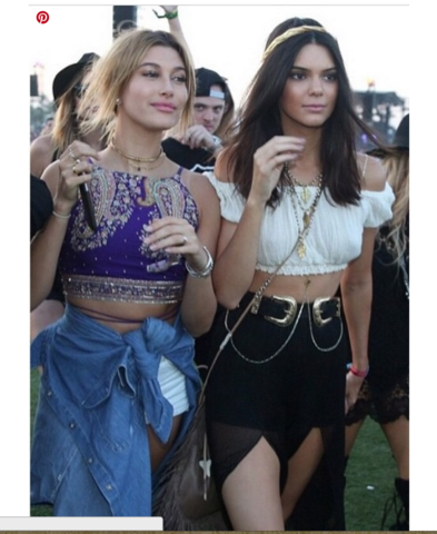 KENDALL JENNER wears the Alexandra Koumba Fern Headpiece at Coachella