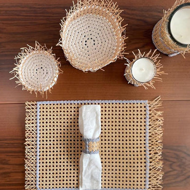 Wicker fringe placemat set of 4