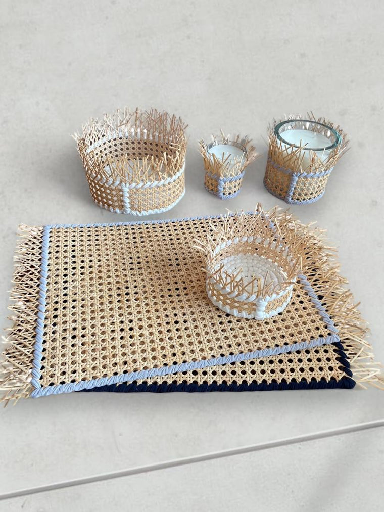 Wicker fringe placemat set of 4