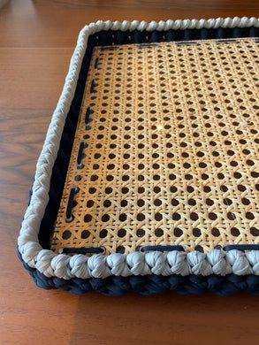 Wicker rectangular tray