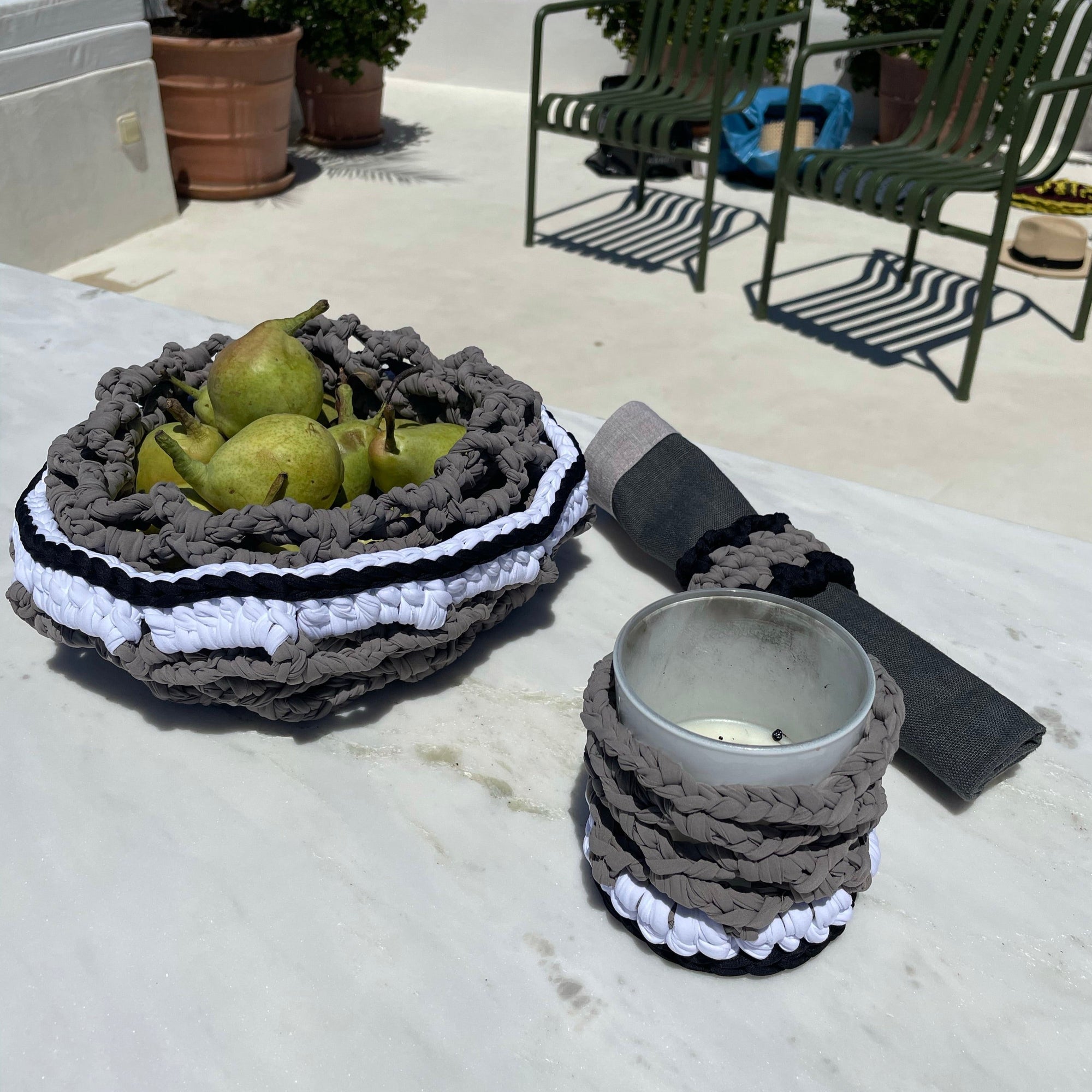 Fishnet Candle/Glass holder designed by alexandra koumba