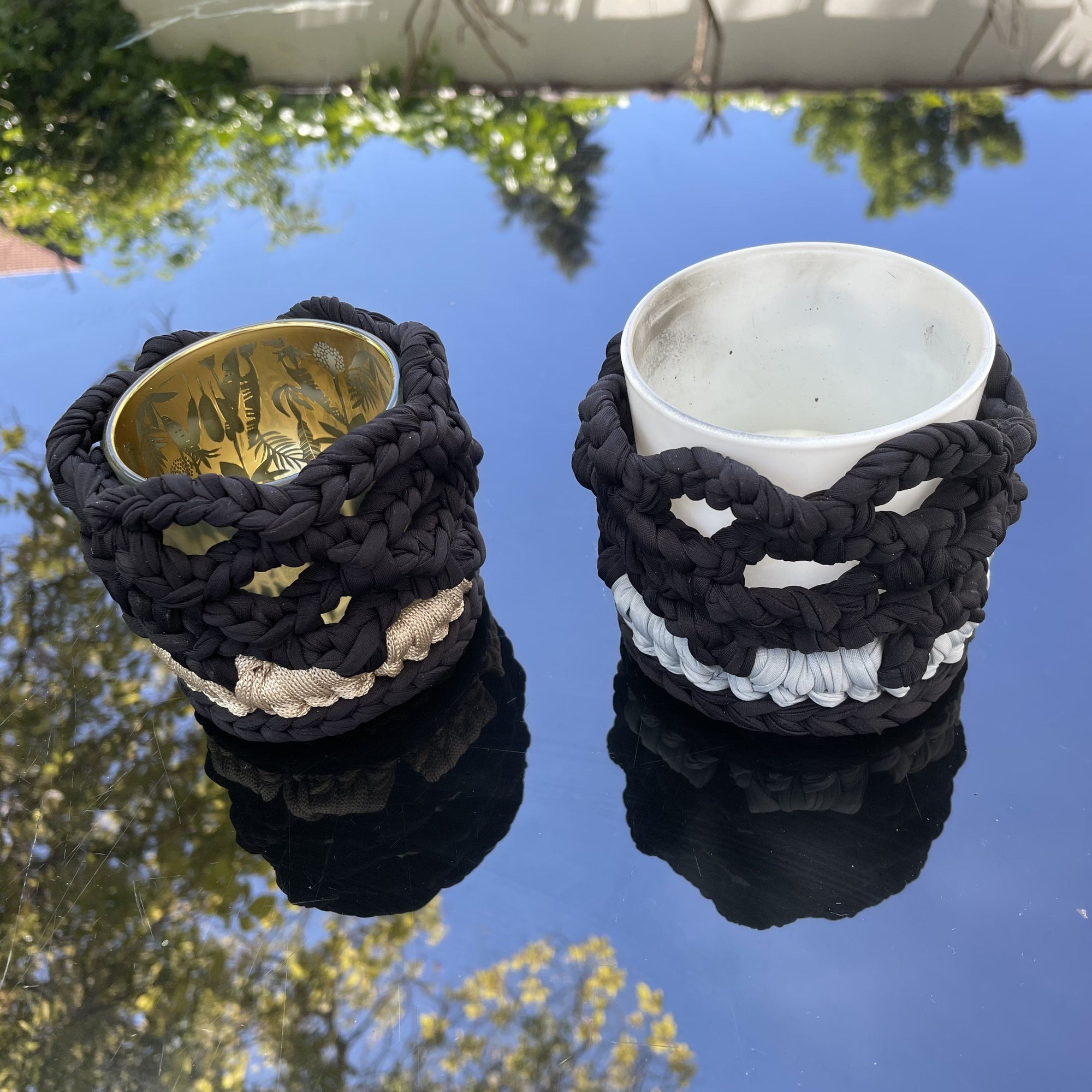 Fishnet Candle/Glass holder designed by alexandra koumba