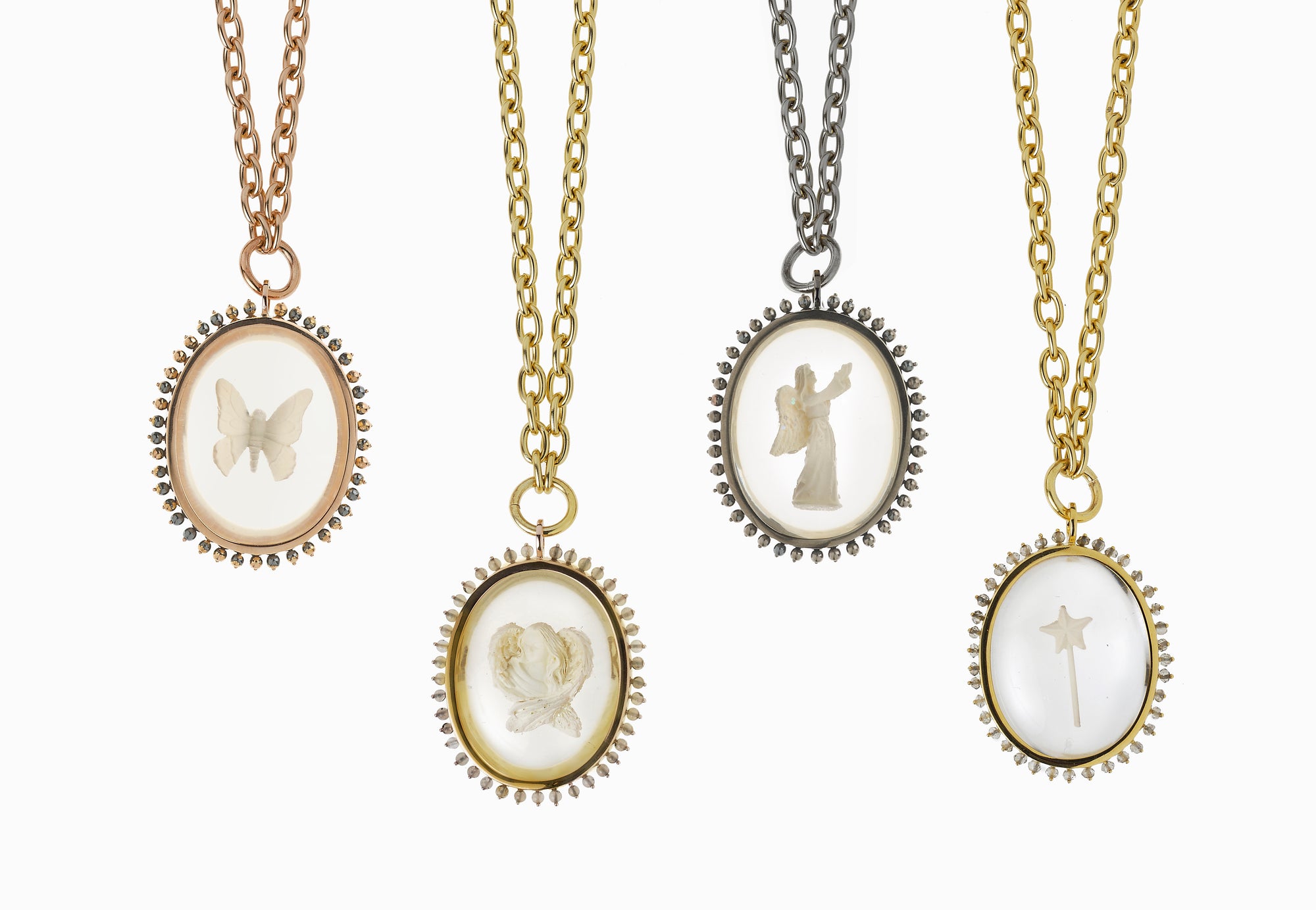 Angel pendants with stones, fairy, butterfy, magic wand, dream