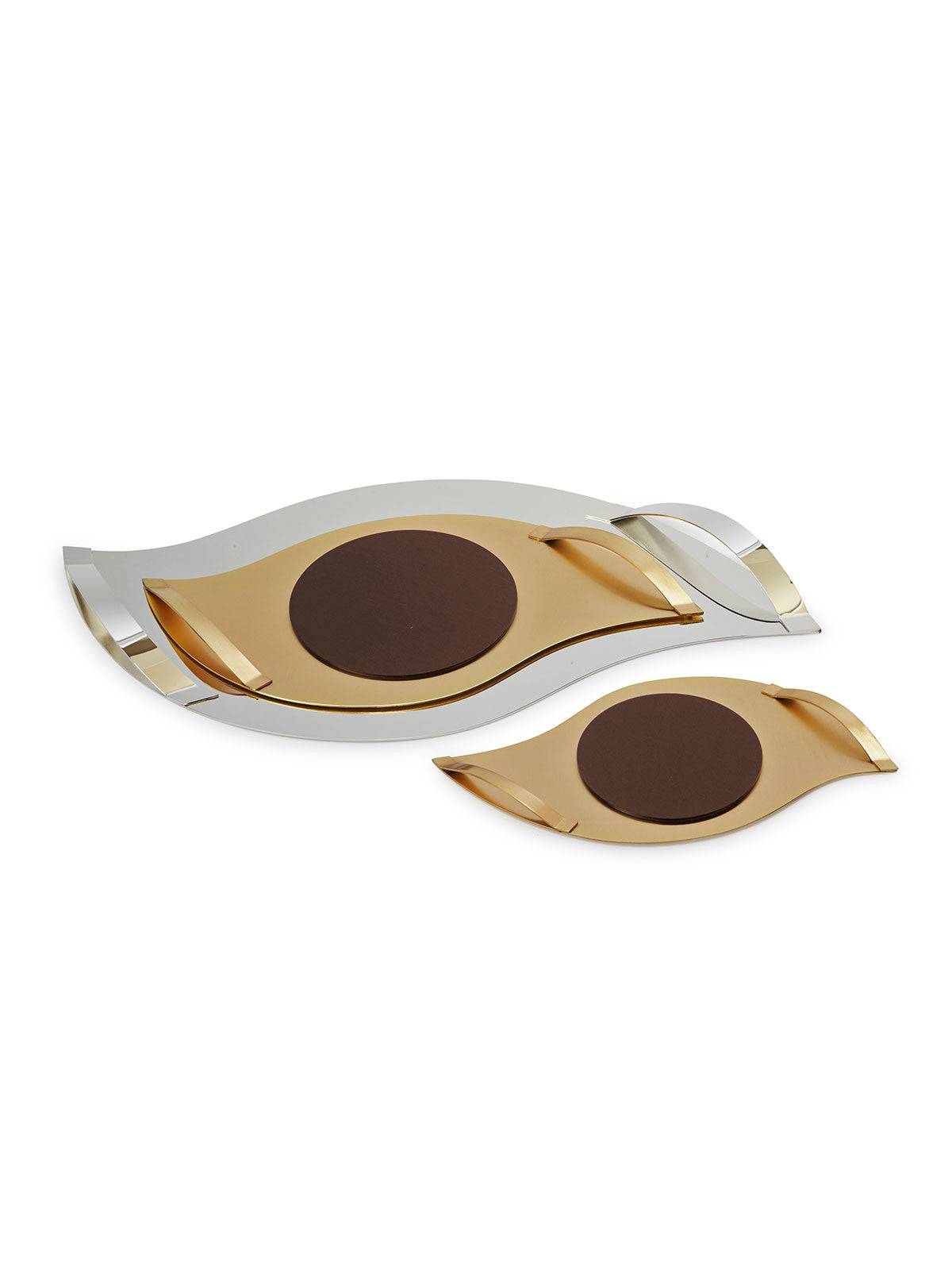 Eye Cut Tray yellow gold Plated matte finish with a Stone - Alexandra Koumba Designs