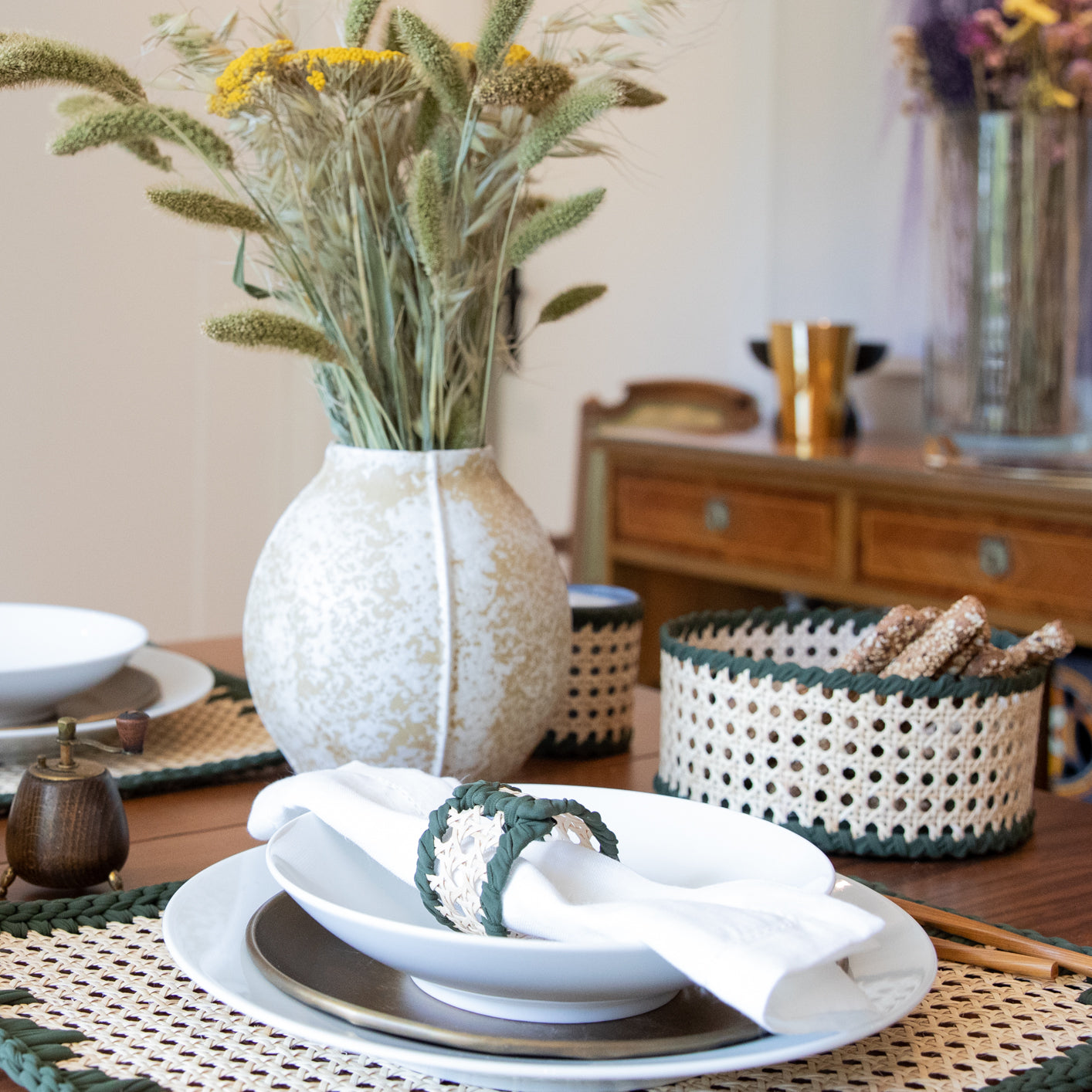 Wicker Towel Ring set of 4 designed by alexandra koumba