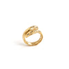 Spine Ring Set in gold with diamond baguettes