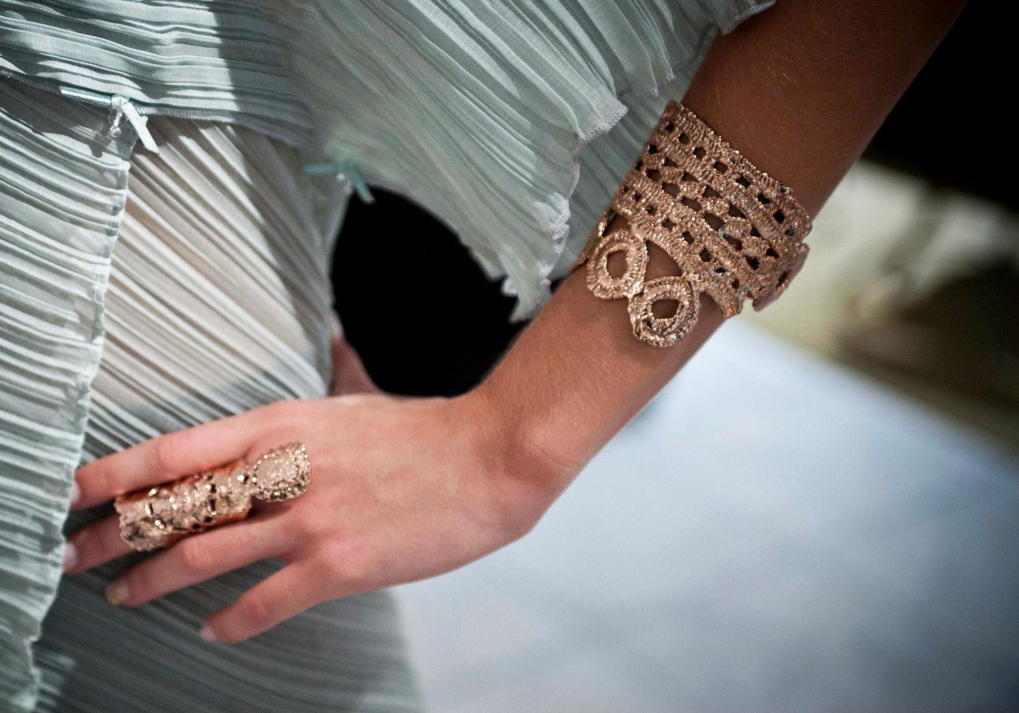Titania Cuff in Lace Crochet - Alexandra Koumba Designs