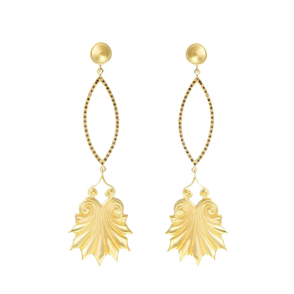 Akrokeramo Pave' by Alexandra Koumba in gold mat finish, with brown stones