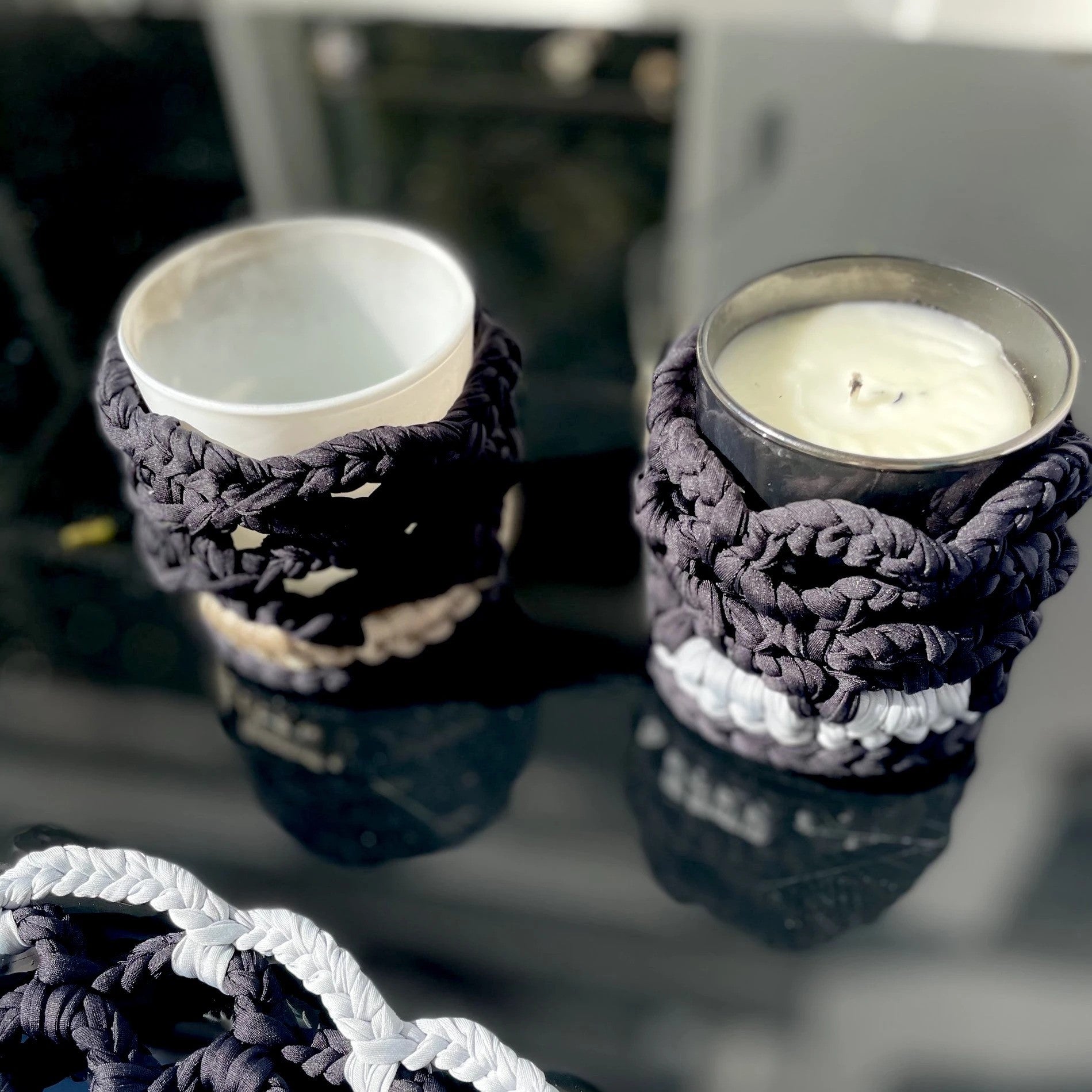 Fishnet Candle/Glass holder designed by alexandra koumba