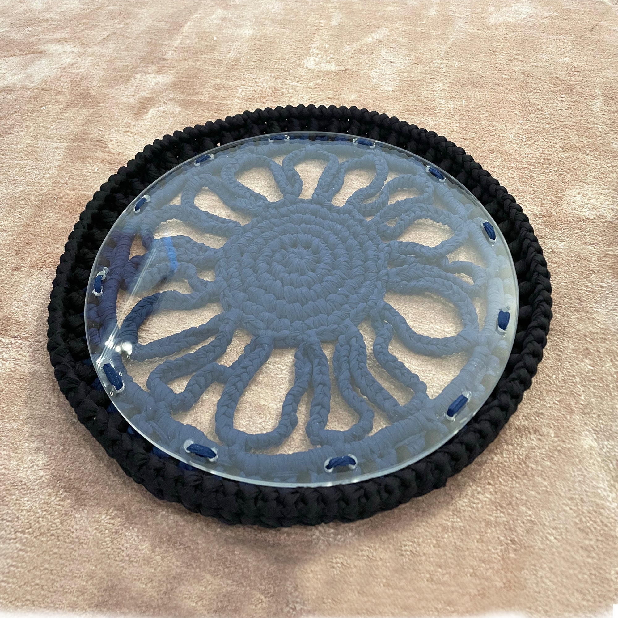 Soleil crochet Tray designed by alexandra koumba