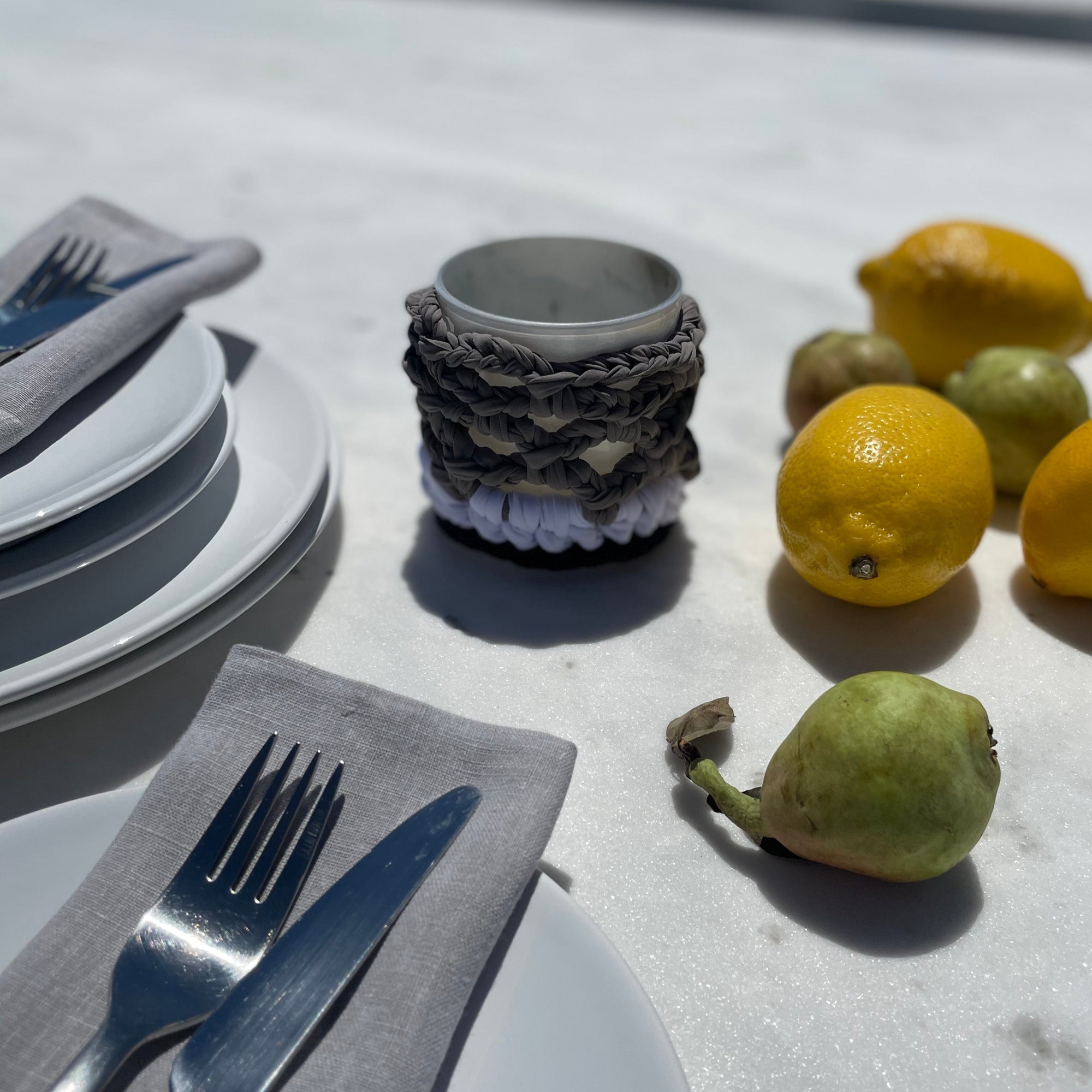 Fishnet Candle/Glass holder designed by alexandra koumba