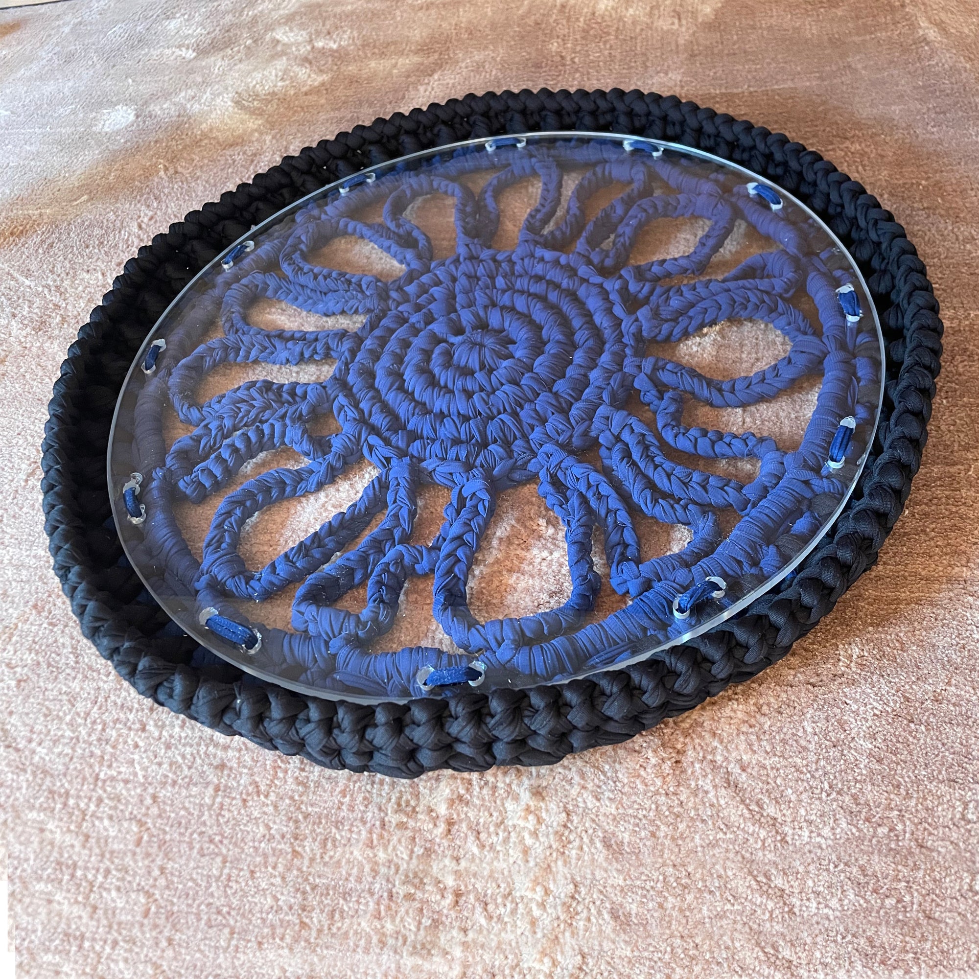 Soleil crochet Tray designed by alexandra koumba