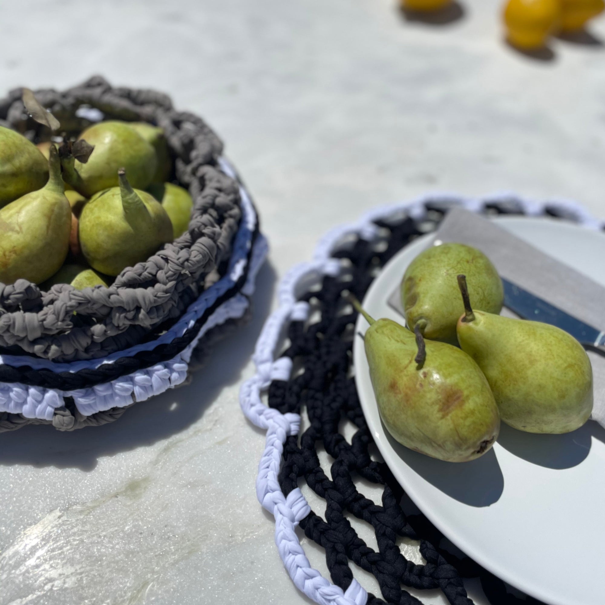 Multi Fishnet basket designed by alexandra koumba