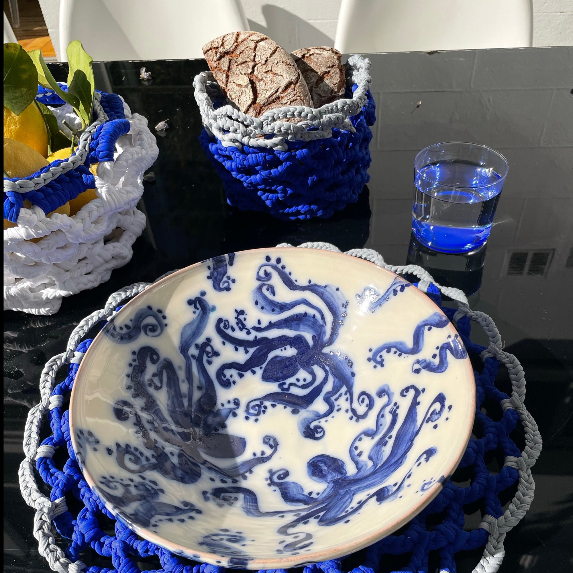 Multi Fishnet basket designed by alexandra koumba