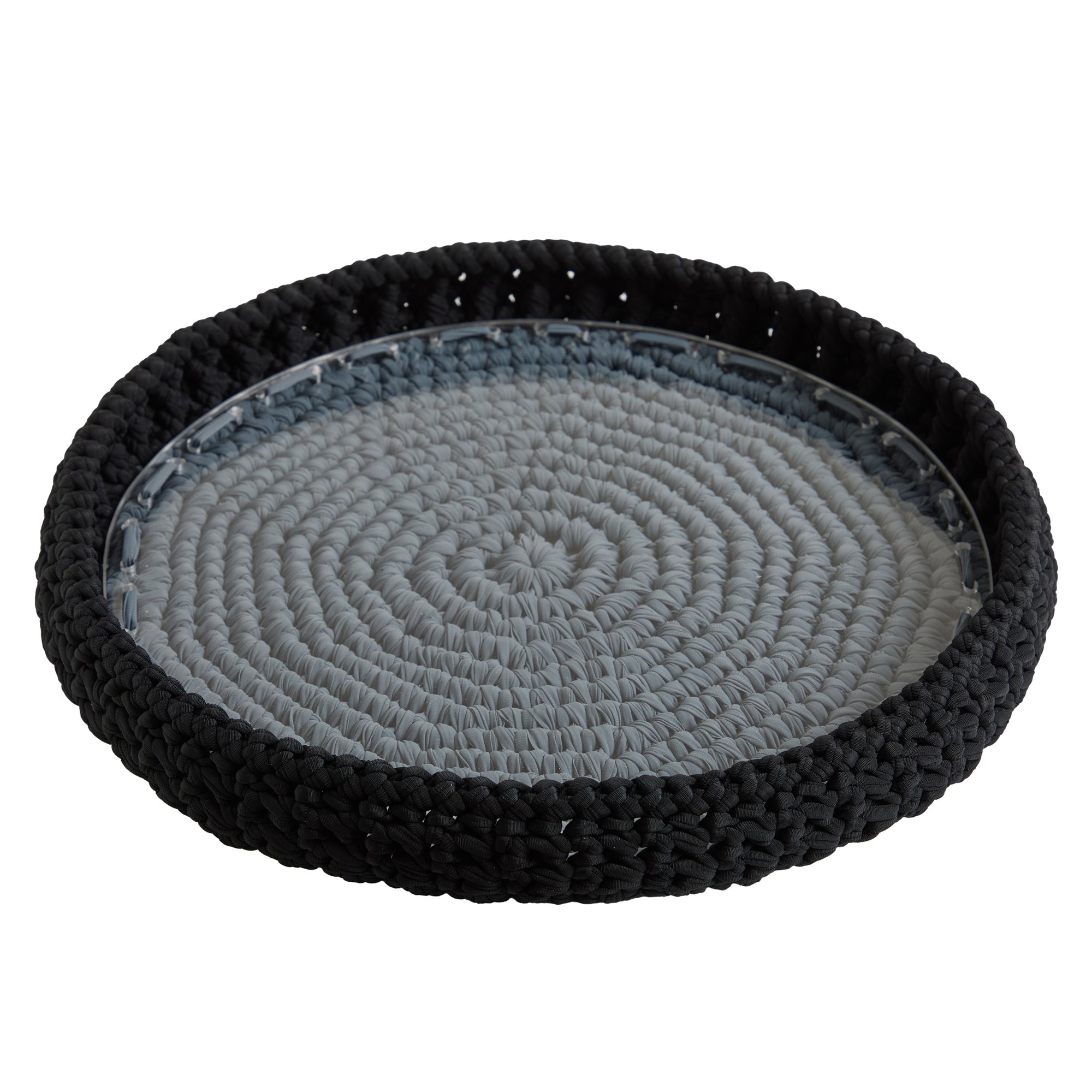 Wicker round tray 35cm diameter Military Gray 