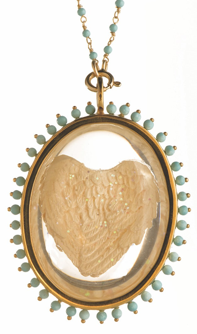 Angel heart with turquoise stones